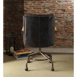 Bowery Hill Leather Swivel Office Chair In Vintage Blue -CYMAX Sales 1865920 4 L