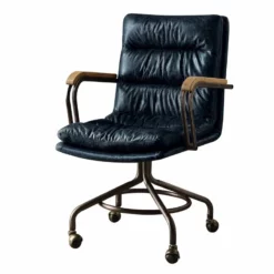 Bowery Hill Leather Swivel Office Chair In Vintage Blue -CYMAX Sales 1865920 L