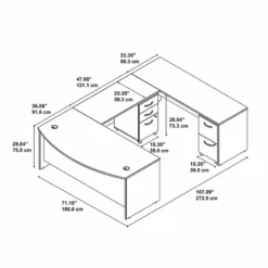 Scranton & Co 72" U Shaped Desk With Pedestal In Mocha Cherry -CYMAX Sales 1873219 6 L
