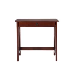 Riverbay Furniture Transitional Wood Writing Desk In Antique Tobacco Brown -CYMAX Sales 1876329 5 L