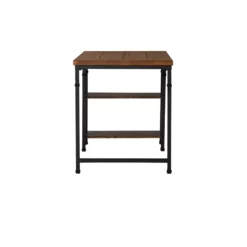 Riverbay Furniture Transitional Wood Desk With 2 Shelves In Brown Stained/Black -CYMAX Sales 1877920 6 L