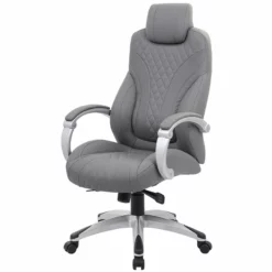 Boss Office Albany Faux Leather Swivel Executive Office Chair In Gray -CYMAX Sales 1878506 3 L