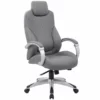 Boss Office Albany Faux Leather Swivel Executive Office Chair In Gray -CYMAX Sales 1878506 L
