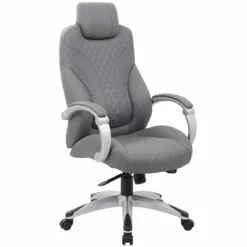 Boss Office Albany Faux Leather Swivel Executive Office Chair In Gray