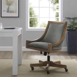 Riverbay Furniture Transitional Wood/Fabric Office Chair In Gray -CYMAX Sales 1885996 1886014 L