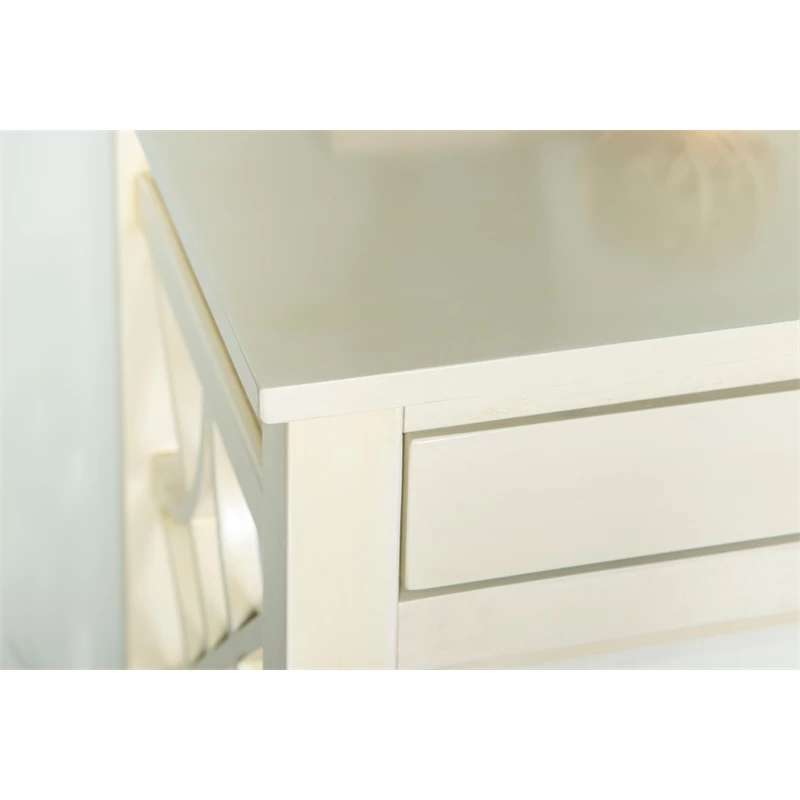 Riverbay Furniture Transitional Pine/MDF Wood Writing Desk In Antique White 12 Riverbay Furniture Transitional Pine/MDF Wood Writing Desk In Antique White - Image 10
