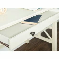 Riverbay Furniture Transitional Pine/MDF Wood Writing Desk In Antique White 26 Riverbay Furniture Transitional Pine/MDF Wood Writing Desk In Antique White -CYMAX Sales 1886052 13 L