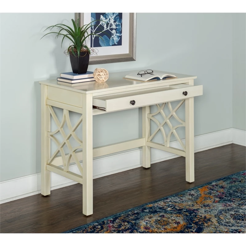 Riverbay Furniture Transitional Pine/MDF Wood Writing Desk In Antique White 15 Riverbay Furniture Transitional Pine/MDF Wood Writing Desk In Antique White - Image 13