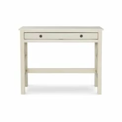 Riverbay Furniture Transitional Pine/MDF Wood Writing Desk In Antique White 18 Riverbay Furniture Transitional Pine/MDF Wood Writing Desk In Antique White -CYMAX Sales 1886052 5 L