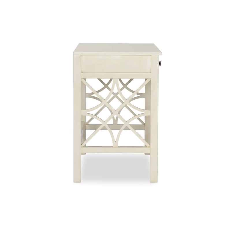 Riverbay Furniture Transitional Pine/MDF Wood Writing Desk In Antique White 6 Riverbay Furniture Transitional Pine/MDF Wood Writing Desk In Antique White - Image 4