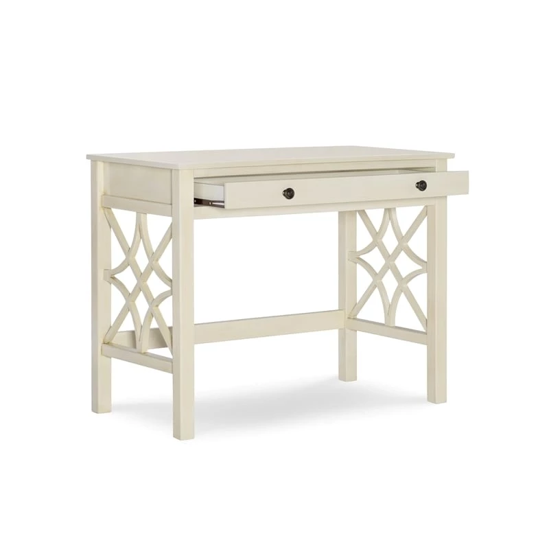 Riverbay Furniture Transitional Pine/MDF Wood Writing Desk In Antique White 9 Riverbay Furniture Transitional Pine/MDF Wood Writing Desk In Antique White - Image 7