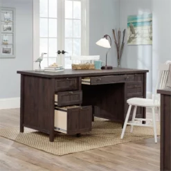 Sauder Costa Engineered Wood Executive Desk In Chalked Chestnut -CYMAX Sales 1890650 25 L