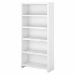 Bush Business Furniture Echo 2 Piece L Shaped Desk And 5 Shelf Bookcase Set In Pure White 11 Bush Business Furniture Echo 2 Piece L Shaped Desk And 5 Shelf Bookcase Set In Pure White -CYMAX Sales 1902557 2 L