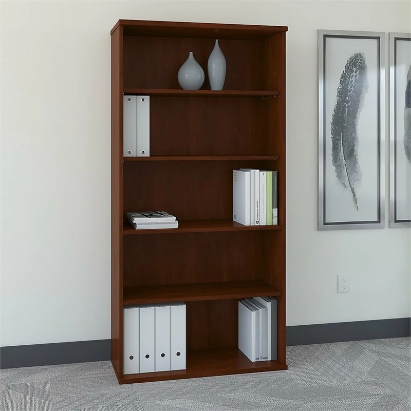 Bush Business Furniture Series 2 Piece Corner Desk And Shelf Bookcase Set In Hansen Cherry 8 Bush Business Furniture Series 2 Piece Corner Desk And Shelf Bookcase Set In Hansen Cherry - Image 6