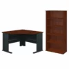 Bush Business Furniture Series 2 Piece Corner Desk And Shelf Bookcase Set In Hansen Cherry -CYMAX Sales 1902559 L