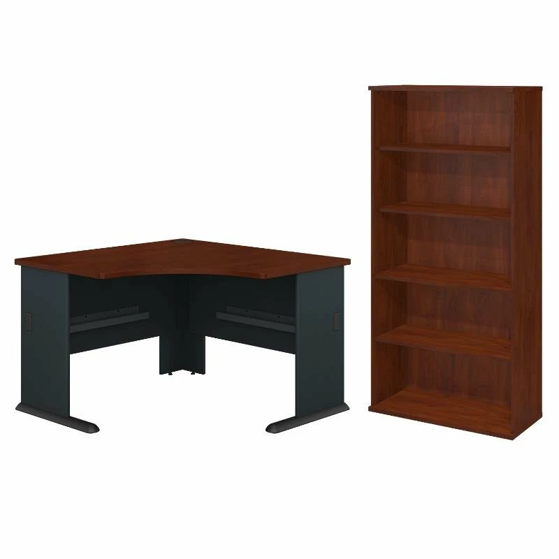 Bush Business Furniture Series 2 Piece Corner Desk And Shelf Bookcase Set In Hansen Cherry 3 Bush Business Furniture Series 2 Piece Corner Desk And Shelf Bookcase Set In Hansen Cherry