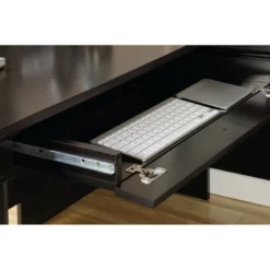 Edge Water 2 Piece Oak L Shaped Desk And Black Library Bookcase -CYMAX Sales 1902665 10 L