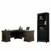 Edge Water 2 Piece Oak L Shaped Desk And Black Library Bookcase -CYMAX Sales 1902665 L
