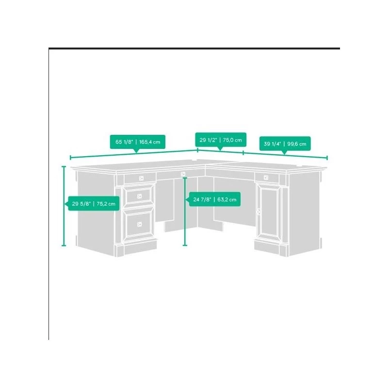 Palladia 2 Piece L Shaped Computer Desk And 3 Shelf Bookcase Set In Vintage Oak 8 Palladia 2 Piece L Shaped Computer Desk And 3 Shelf Bookcase Set In Vintage Oak - Image 6