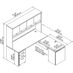 Series C 72W Sit To Stand L Shaped Desk Office Suite In Mocha Cherry -CYMAX Sales 1904655 6 L