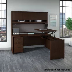 Series C 72W Sit To Stand L Shaped Desk Office Suite In Mocha Cherry -CYMAX Sales 1904655 8 L