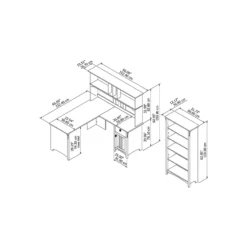 Bush Furniture Salinas 60W L Shaped Desk With Hutch And Bookcase In Cape Cod Gray -CYMAX Sales 1912845 5 L