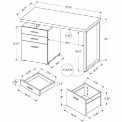 Computer Desk Home Office Laptop Storage Drawers 48"L Work Metal Beige -CYMAX Sales 1916755 2 L 1