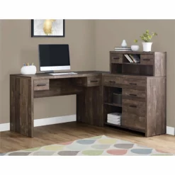 Computer Desk Home Office Corner L Shape Work Laptop Laminate Brown -CYMAX Sales 1916765 1 L