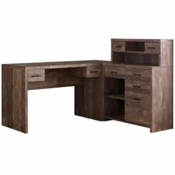 Computer Desk Home Office Corner L Shape Work Laptop Laminate Brown -CYMAX Sales 1916765 L