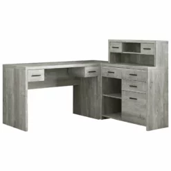 Computer Desk Home Office Corner L Shape Work Laptop Laminate Brown