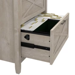 Key West L Desk With Lateral File Cabinet In White And Gray - Engineered Wood -CYMAX Sales 1922387 10 L
