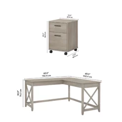 Key West L Desk With Lateral File Cabinet In White And Gray - Engineered Wood -CYMAX Sales 1922387 9 L