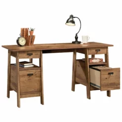 Sauder Trestle Executive Desk In Vintage Oak -CYMAX Sales 1922468 12 L