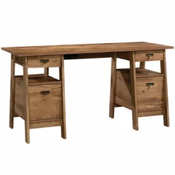 Sauder Trestle Executive Desk In Vintage Oak -CYMAX Sales 1922468 L