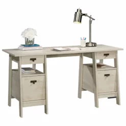 Sauder Trestle Executive Desk In Vintage Oak -CYMAX Sales 1922469 11 L