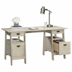 Sauder Trestle Executive Desk In Vintage Oak -CYMAX Sales 1922469 12 L