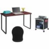Safco Workstation With 1 Scoot Printer Stand And Swivel Ball Chair Set -CYMAX Sales 1923438 L