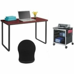 Safco Workstation With 1 Scoot Printer Stand And Swivel Ball Chair Set