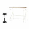 Safco Elevate 48" Standing Desk With Vinyl Drafting Chair In Cream And Black -CYMAX Sales 1923780 L