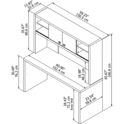 Echo 60W Credenza Desk With Hutch In Gray Sand - Engineered Wood -CYMAX Sales 1924985 5 L