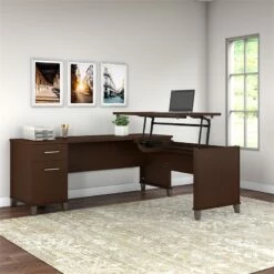 Bush Furniture Somerset 72W 3 Position Sit To Stand L Desk In Hansen Cherry -CYMAX Sales 1925042 1 L