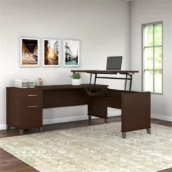 Bush Furniture Somerset 72W 3 Position Sit To Stand L Desk In Ash Gray -CYMAX Sales 1925042 1 L 3