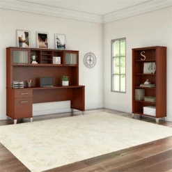 Somerset 72W Desk With Hutch And Bookcase In White/Gray - Engineered Wood -CYMAX Sales 1925053 1 L 2