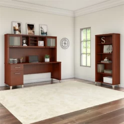 Somerset 72W Desk With Hutch And Bookcase In Platinum Gray - Engineered Wood -CYMAX Sales 1925053 1 L