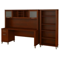 Somerset 72W Desk With Hutch And Bookcase In Platinum Gray - Engineered Wood -CYMAX Sales 1925053 L