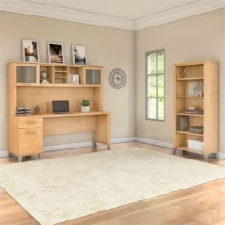 Somerset 72W Desk With Hutch And Bookcase In White/Gray - Engineered Wood -CYMAX Sales 1925054 1 L 2