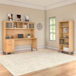 Somerset 72W Desk With Hutch And Bookcase In Platinum Gray - Engineered Wood -CYMAX Sales 1925054 1 L
