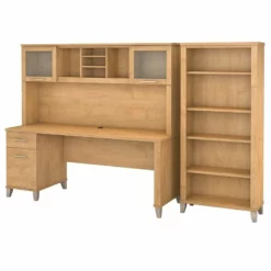 Somerset 72W Desk With Hutch And Bookcase In Fresh Walnut - Engineered Wood -CYMAX Sales 1925054 L 1