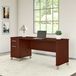 Somerset 72W Office Desk With Drawers In Fresh Walnut - Engineered Wood -CYMAX Sales 1925065 2 L