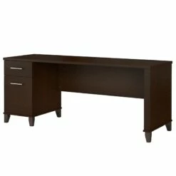 Somerset 72W Office Desk With Drawers In Fresh Walnut - Engineered Wood